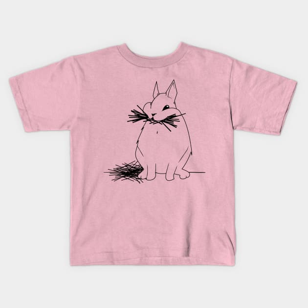 Chonky bunny eating hay Kids T-Shirt by etherElric